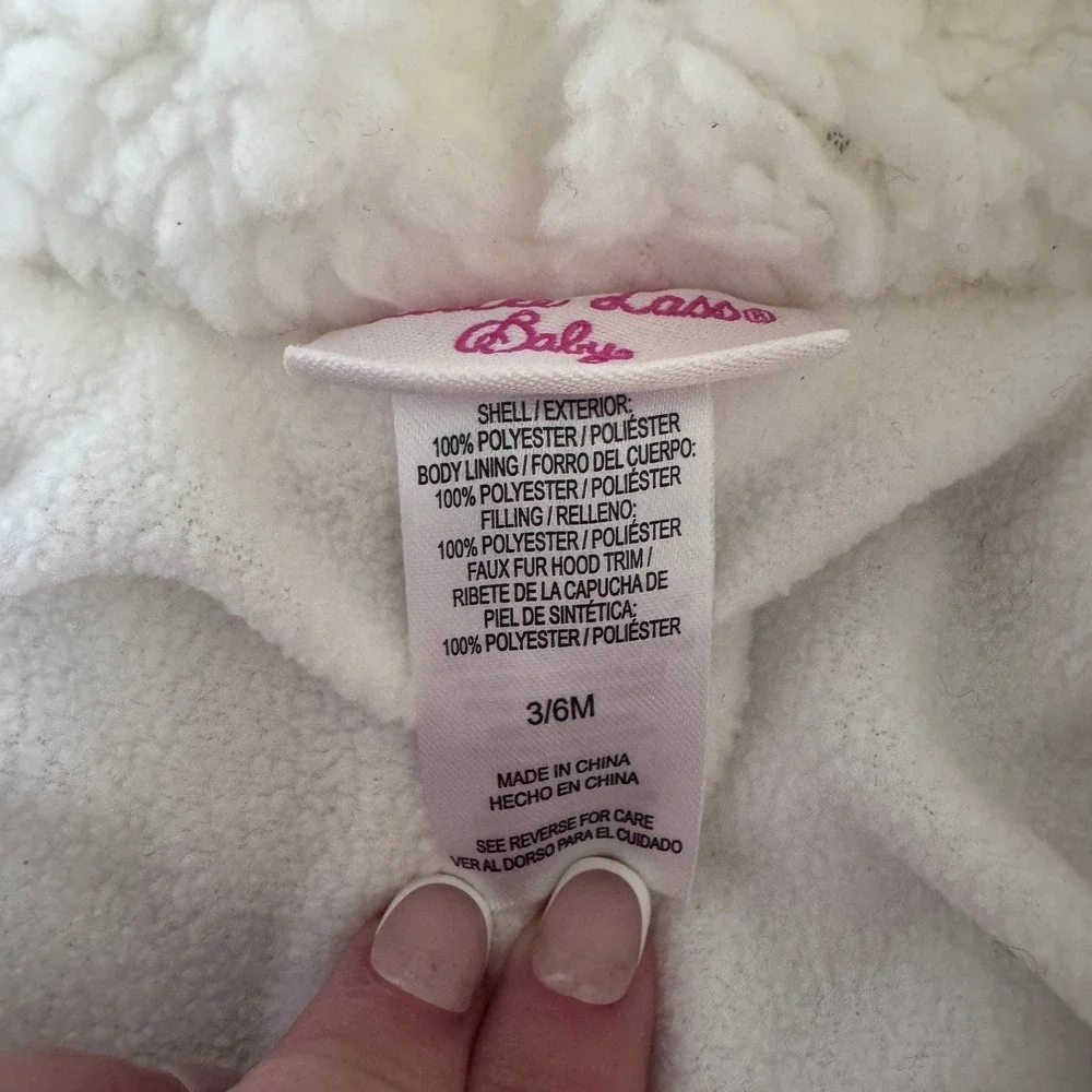 Little Lass Baby Girl Pink Quilted Teddy Bear Pram Suit Hooded Bunting 3-6M